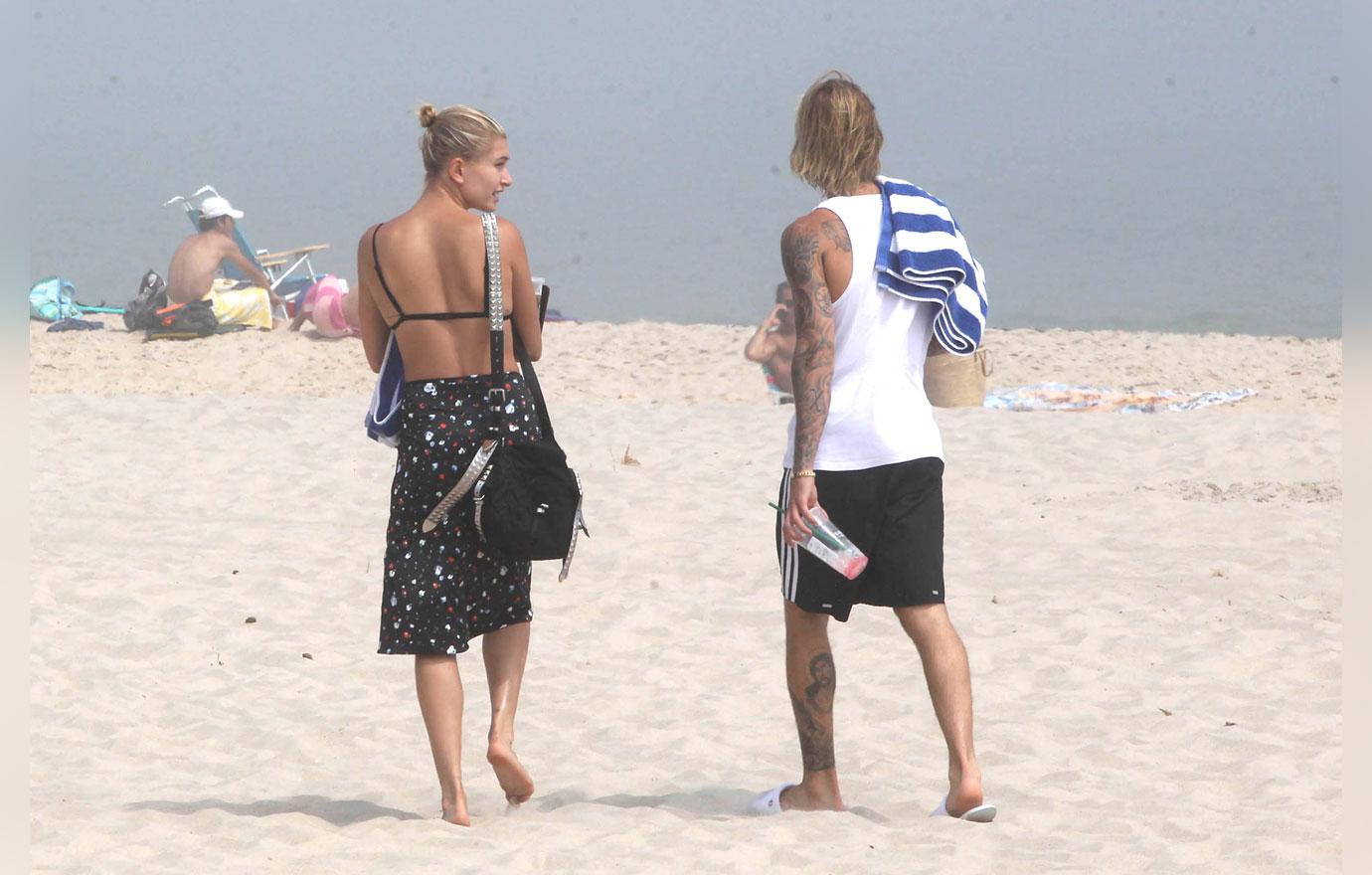 //hailey baldwin and justin bieber hit beach on july th d