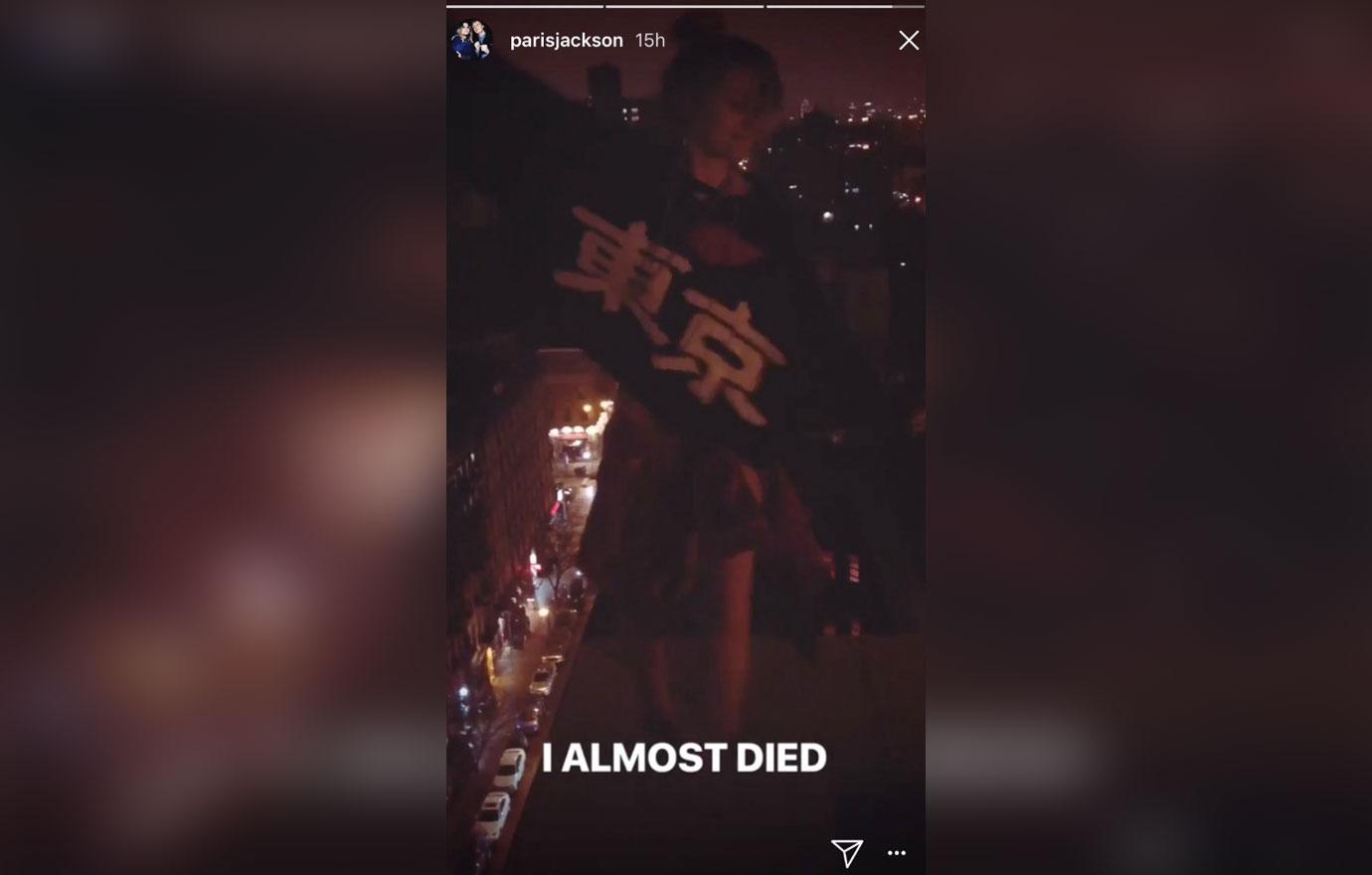 //paris jackson suicidal hard partying balcony edge