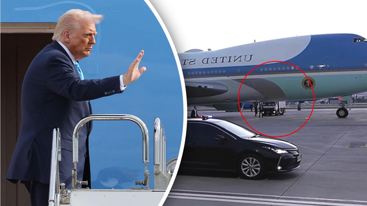 President Trump reportedly slipped away from Air Force One in a catering truck.