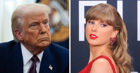 Split photo of Donald Trump, Taylor Swift