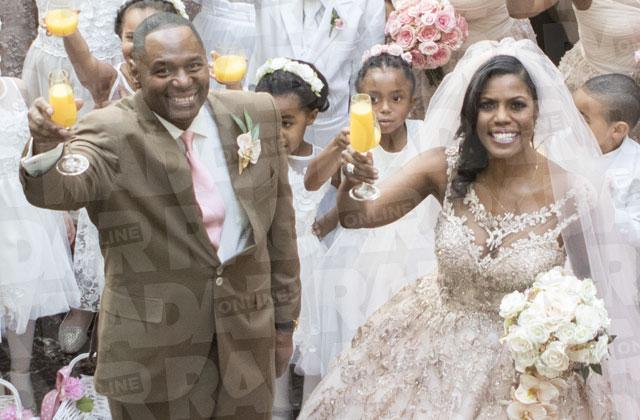 Omarosa Manigault Wedding Ceremony Pink Dress Diamonds PHOTO ALT