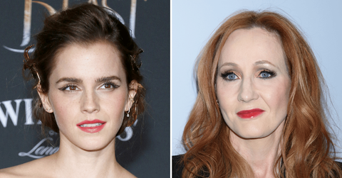 Split photo of Emma Watson, J.K. Rowling