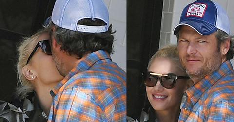 Blake Shelton Gwen Stefani Engaged PDA Kissing Patio Cafe Pics