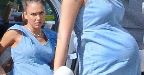 Jessica Alba Pregnant Belly El Camino Christmas Movie Set