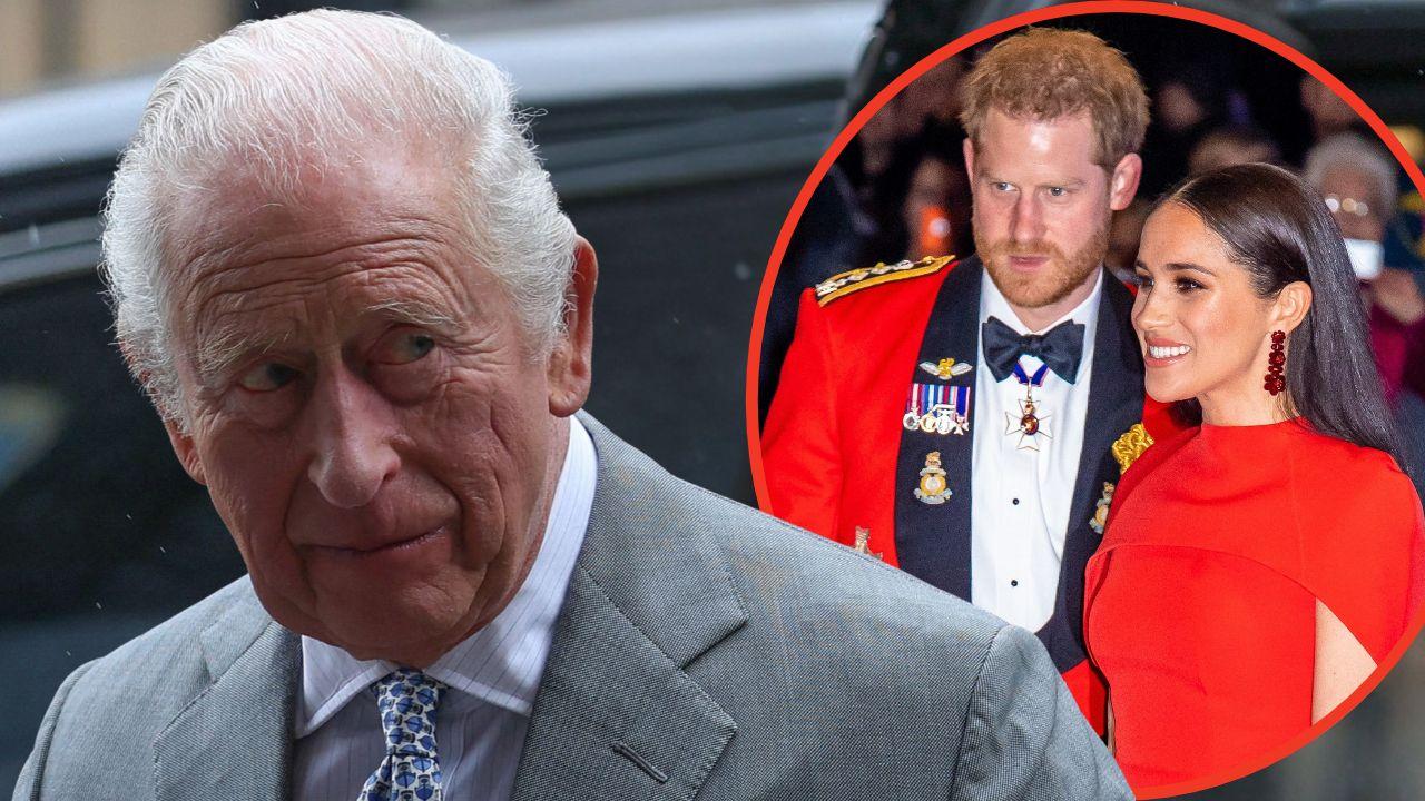 Split photos of King Charles, Prince Harry and Meghan Markle
