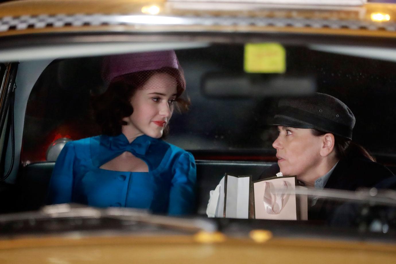 hp rachel brosnahan and alex borstein filming the marvelous mrs maisel