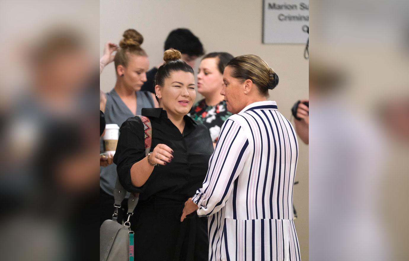 Amber Portwood inside Courthouse Wearing All Black Surrounded By Other Teens Moms