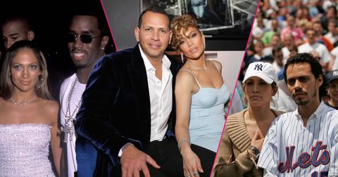 Alex Rodriguez and Jennifer Lopez at the Guess Spring 2018 Campaign Reveal starring Jennifer Lopez on January 31, 2018 in Los Angeles, California; Actress Jennifer Lopez and husband Marc Anthony with New York Yankee Alex Rodriguez before a subway series game between the New York Mets and the New York Yankees at Shea Stadium in Queens, New York;Actress/Singer Jennifer Lopez and hip hop mogul Sean "Puffy" Combs attend the 16th Annual MTV Video Music Awards After Party on September 9, 1999 at Ruby Foo's in New York City.