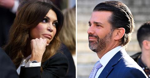 Split photo of Kimberly Guilfoyle, Donald Trump Jr.