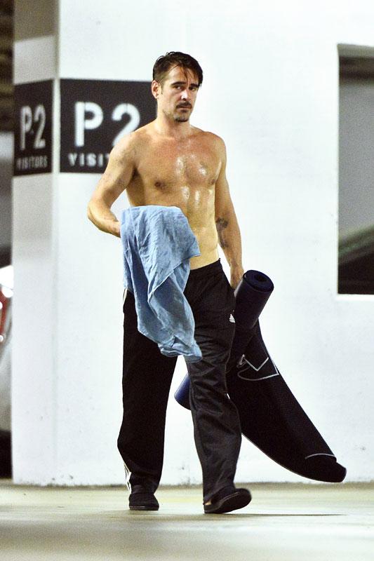 Colin Farrell Shirtless Yoga