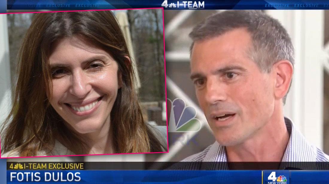 Inset Jennifer Doulos CT missing Mom On Screen Shot of Fotis Dulos Speaking