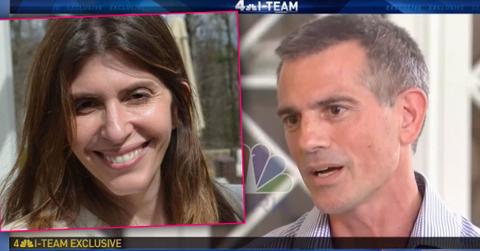 Inset Jennifer Doulos CT missing Mom On Screen Shot of Fotis Dulos Speaking