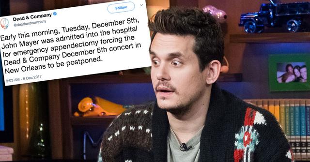 //John mayer hospitalized emergency surgery pp