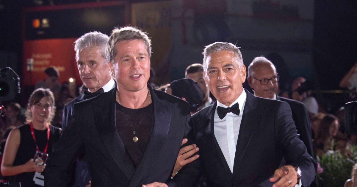 george clooney and brad pitt put friendship on ice