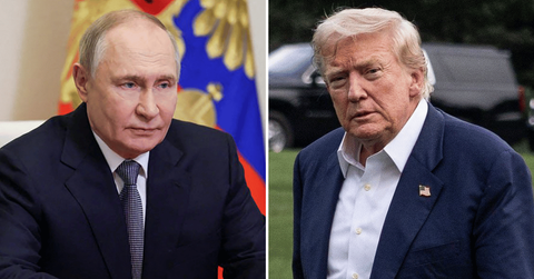 Split photo of Vladimir Putin, Donald Trump