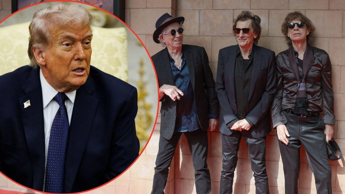 Split photo Donald Trump and The Rolling Stones