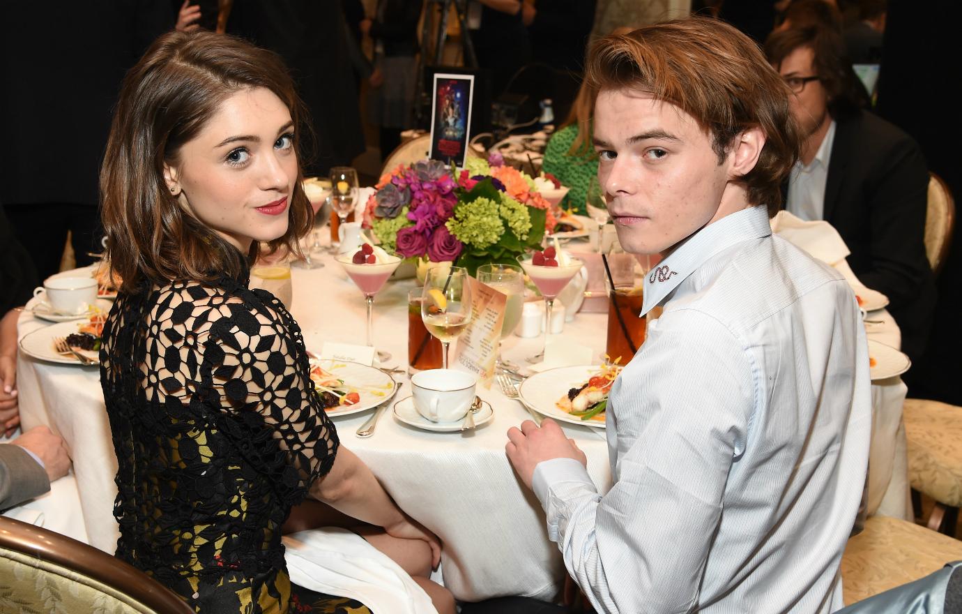 Actors Natalia Dyer (L) and Charlie Heaton attend the 17th annual AFI Awards at Four Seasons Los Angeles at Beverly Hills on January 6, 2017 in Los Angeles, California.