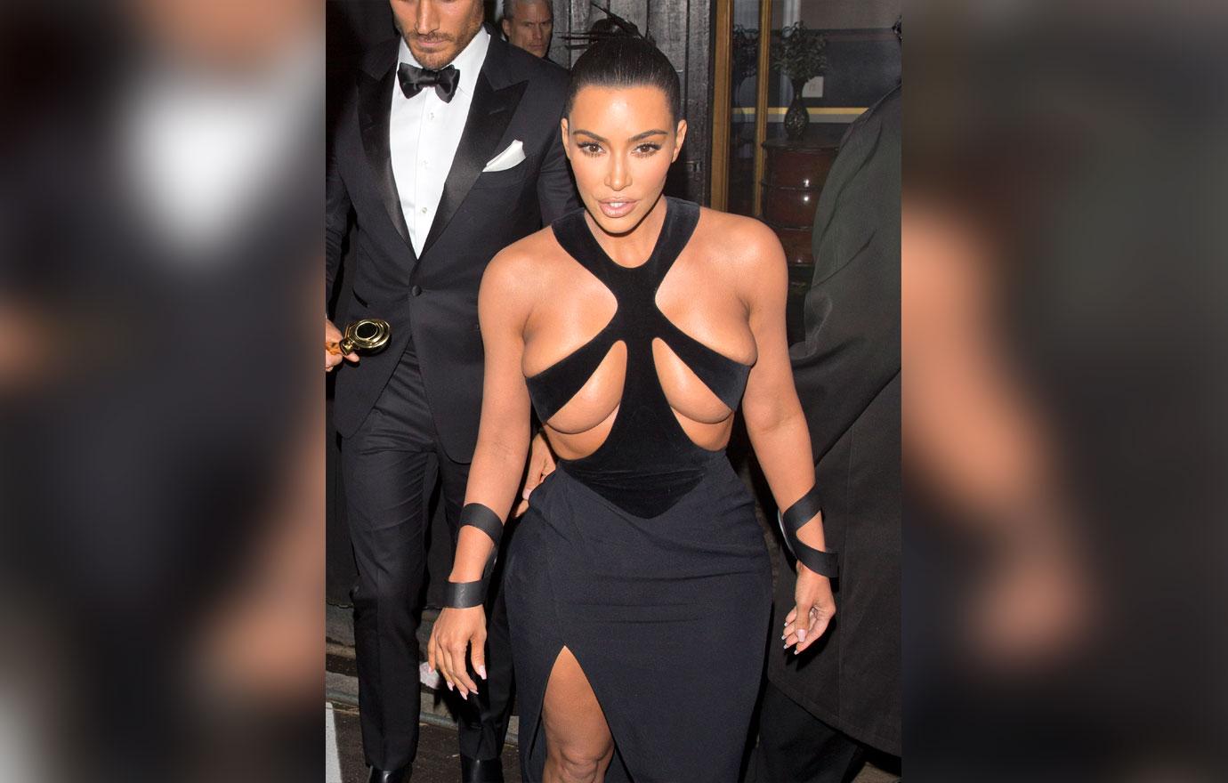 Kim Kardashian Naked Boobs Revealing Black Dress