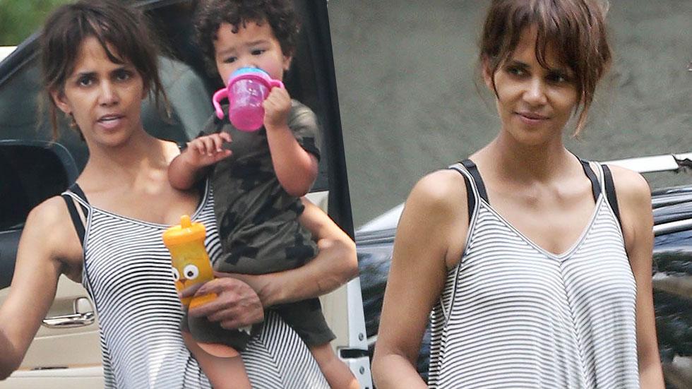 Halle Berry No Makeup Wedding Ring Photos -- Oscar-Winner All Natural Out With Son Maceo Robert Martinez