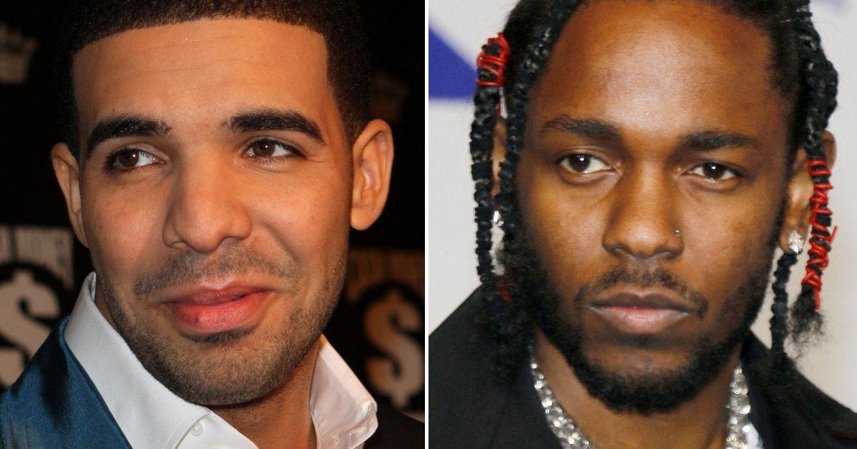 Split photo of Drake, Kendrick Lamar.