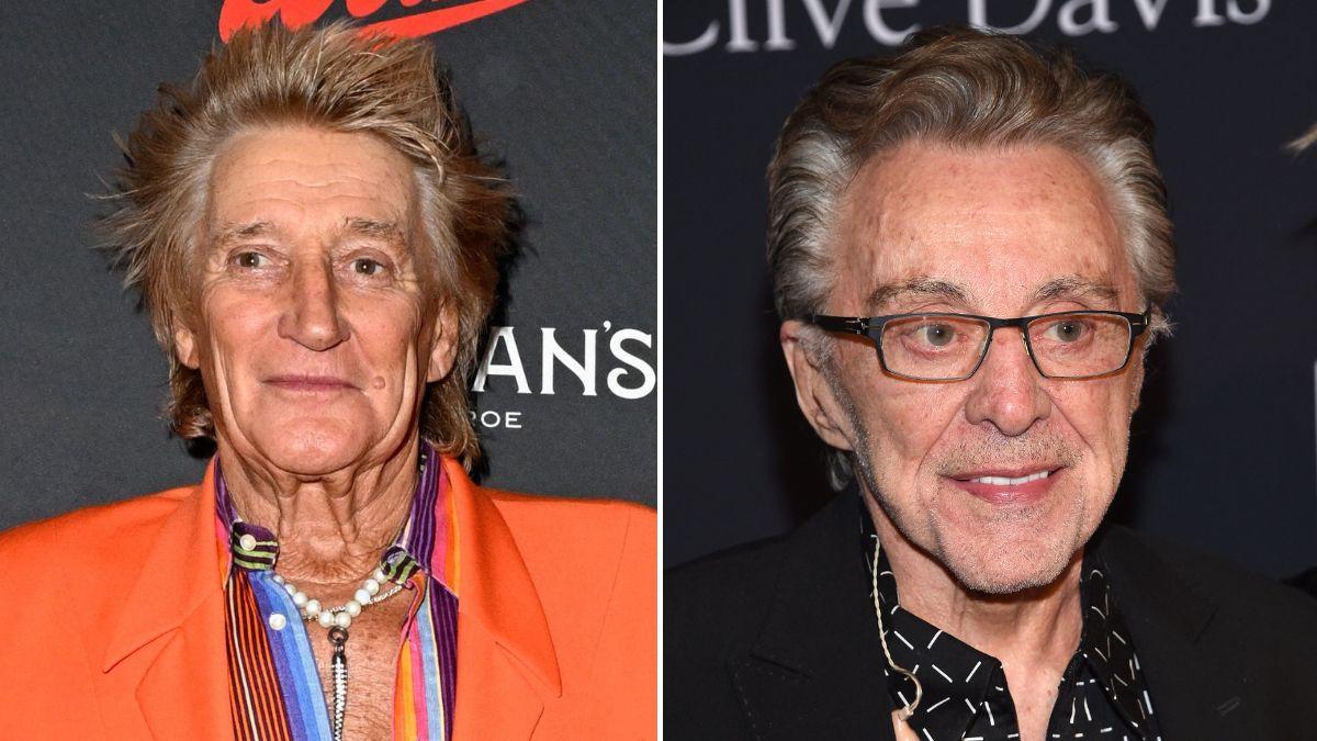 Split photos of Frankie Valli and Sir Rod Stewart