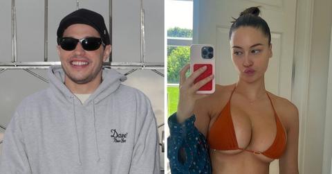 Split photo of Pete Davidson, Elsie Hewitt