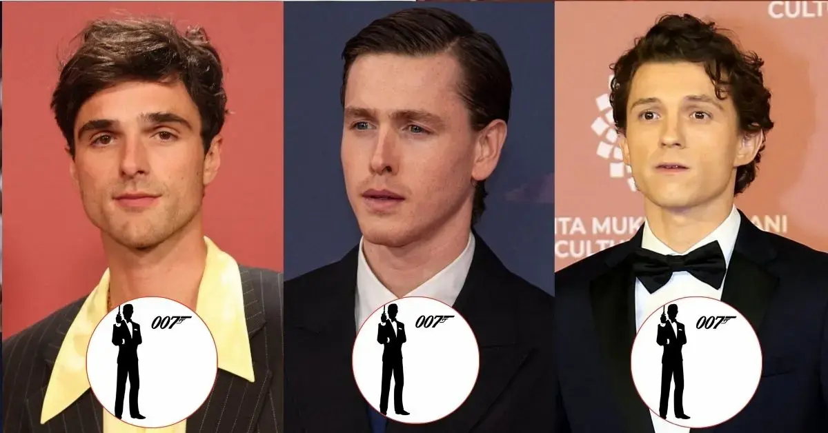 Split photos of Jacob Elordi, Harris Dickinson and Tom Holland