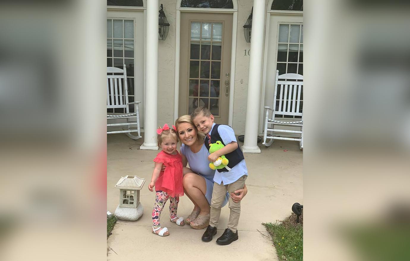 Olivia Leedham poses for a photo with Kaden and his younger sister.