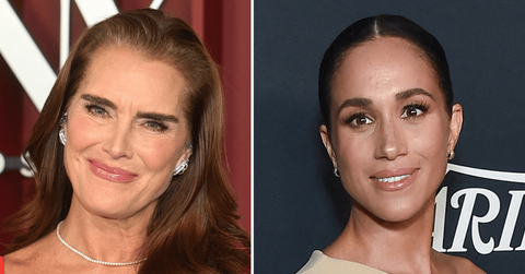 Split photo of Brooke Shields, Meghan Markle