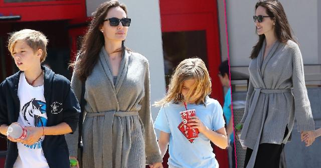//thin looking angelina jolie takes daughters shiloh and vivienne shopping at target easd