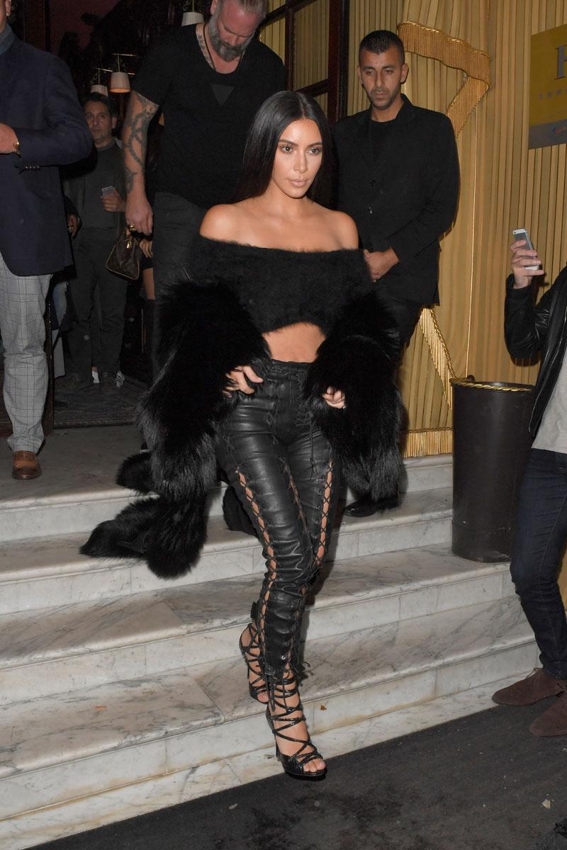 Kim Kardashian Desperate To Fit Into Tight Leather Pants In Paris