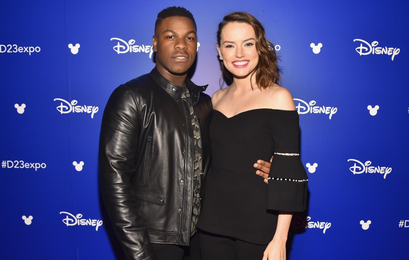 John Boyega (L) and Daisy Ridley of STAR WARS: THE LAST JEDI took part today in the Walt Disney Studios live action presentation at Disney's D23 EXPO 2017 in Anaheim, Calif. STAR WARS: THE LAST JEDI will be released in U.S. theaters on December 15, 2017.