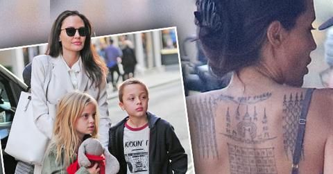 //Angelina Jolie Brad Pitt Divorce Feud Tattoo pp