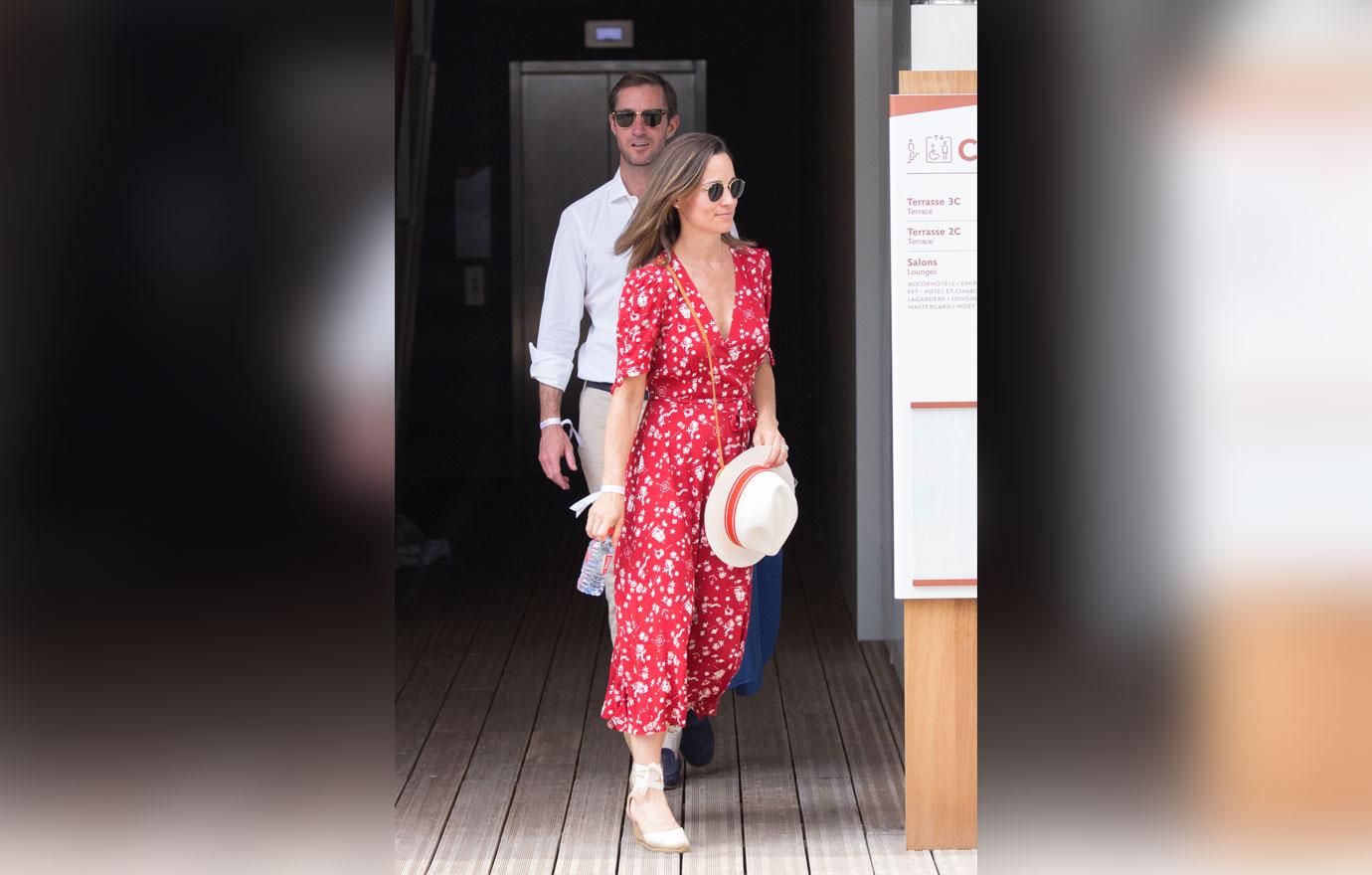 Pregnant Pippa Middleton Hides Bump Red Dress