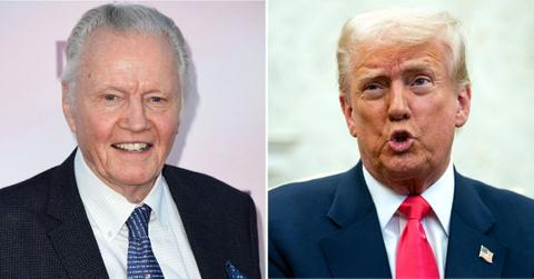 Split photo of Jon Voight, Donald Trump