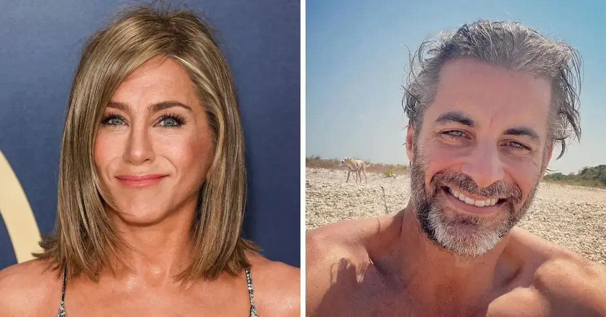 Composite photo of Jennifer Aniston and Jim Curtis
