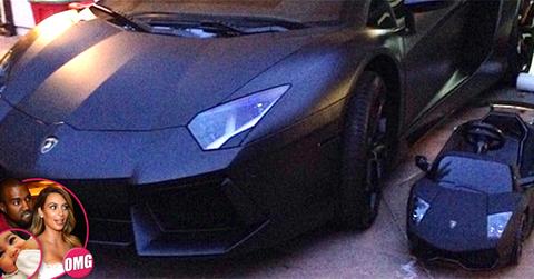 //kim kardashian father kanye west mini lamborghini daughter north west wide