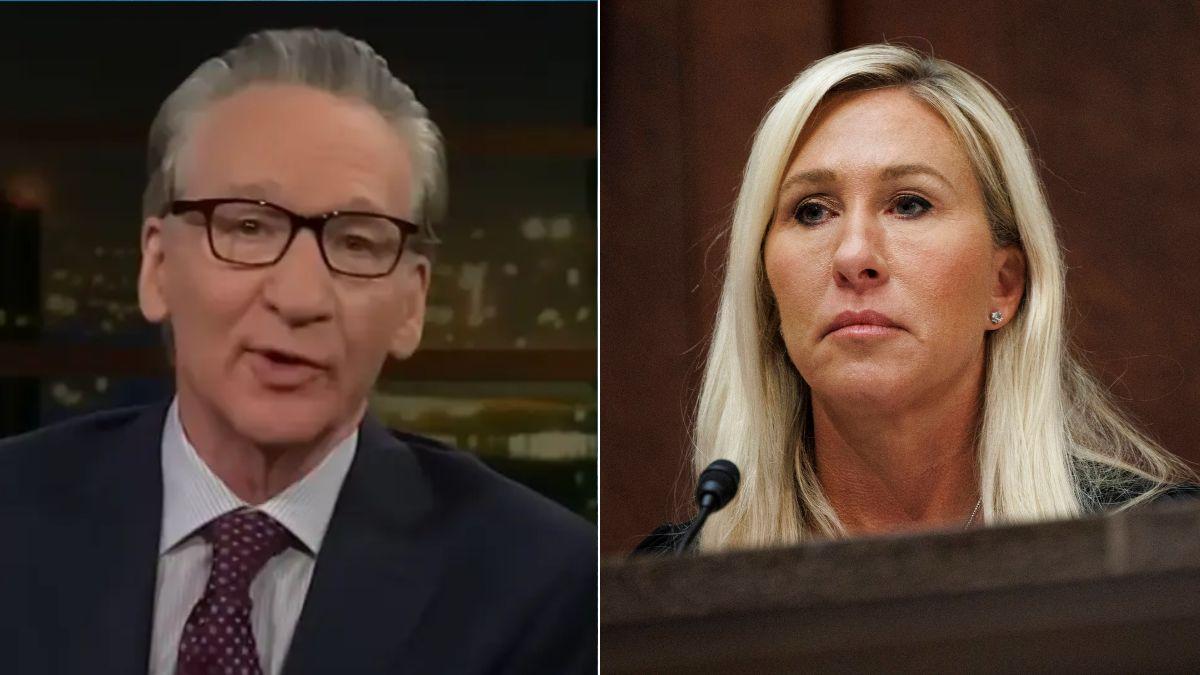Composite photo of Bill Maher and Marjorie Taylor Greene