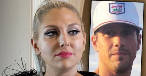 Gina Kirschenheiter Looking Scared Wearing Black Feather Dress Inset Of Husband Matt In Baseball Cap