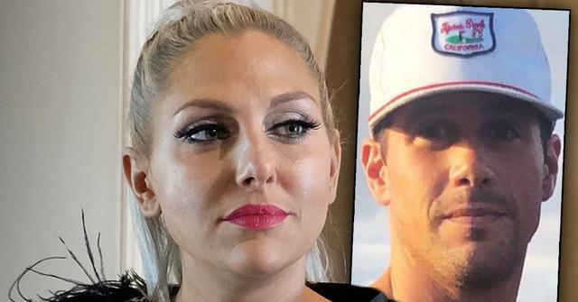 Gina Kirschenheiter Looking Scared Wearing Black Feather Dress Inset Of Husband Matt In Baseball Cap