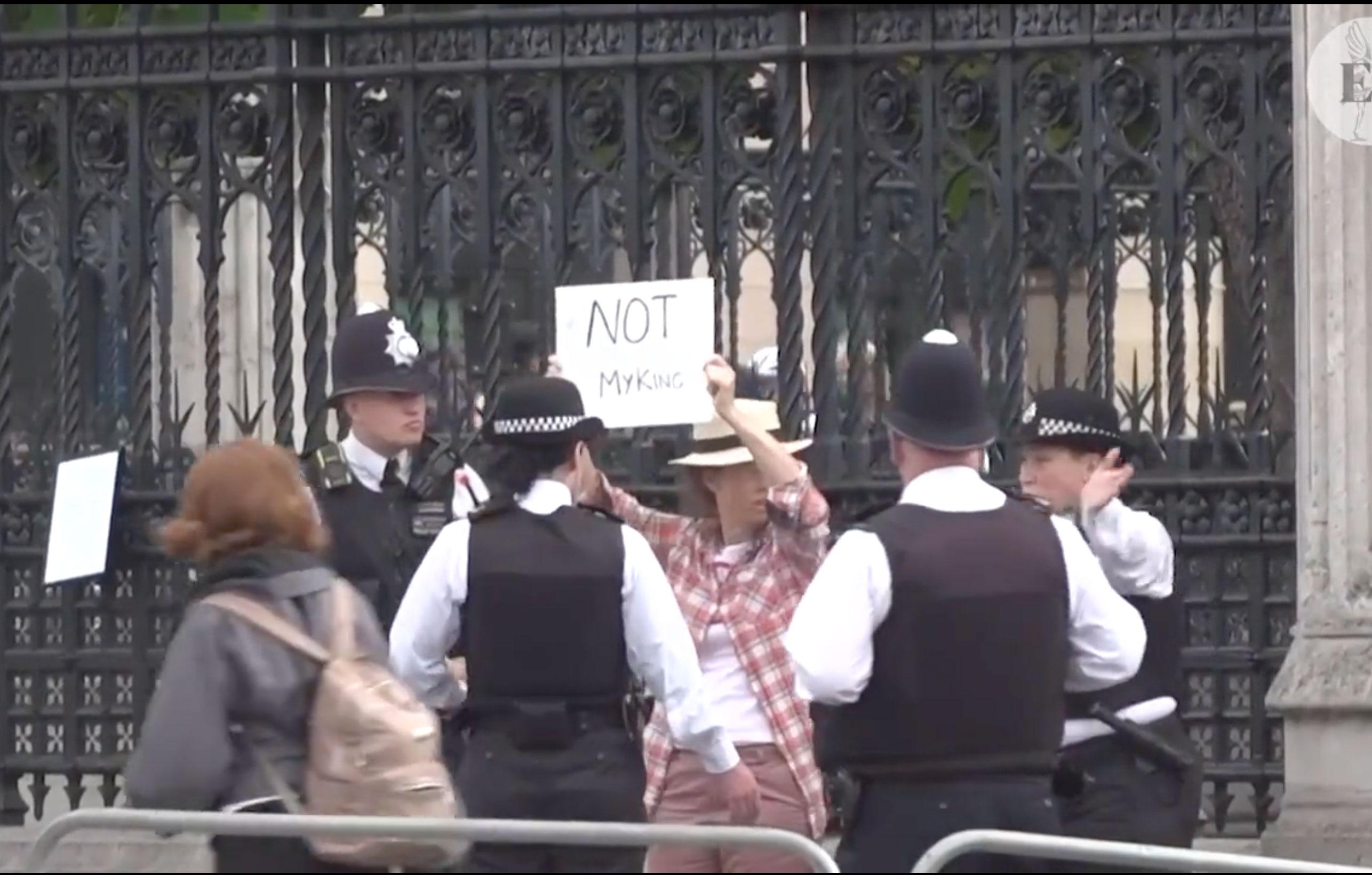 not my king anti monarchy protesters arrested for breach of peace