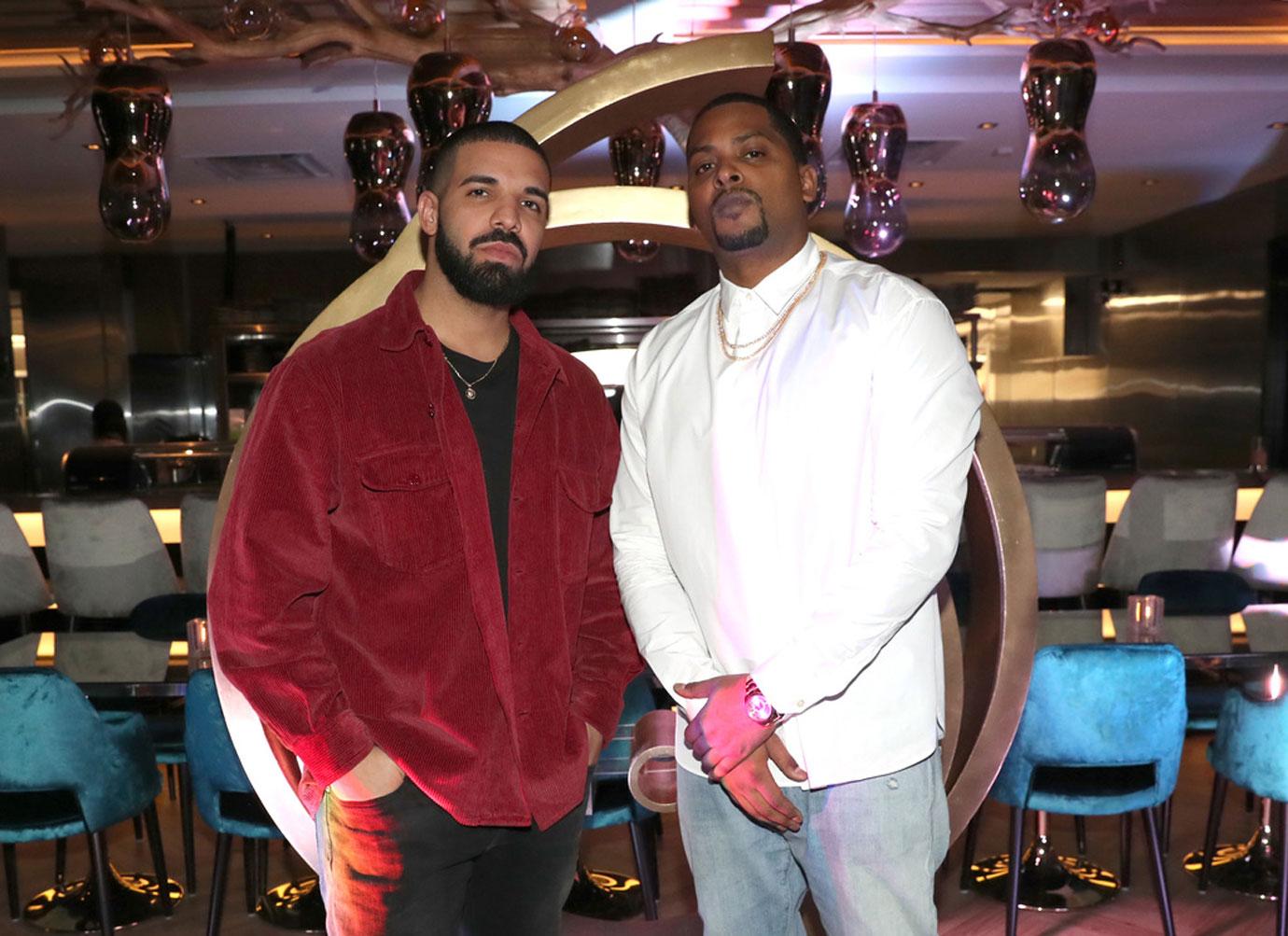 //Drake L and Chubbs attend as Lebron James hosts Dwyane Wades Birthday with The House Of Remy Martin at Drakes New Pick ix Restaurant on January c  in Torontoc Canada