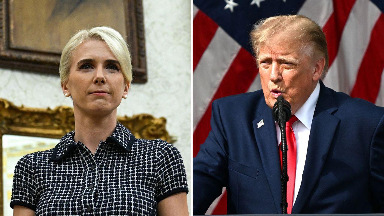 A photo Natalie Harp alongside a photo Donald Trump