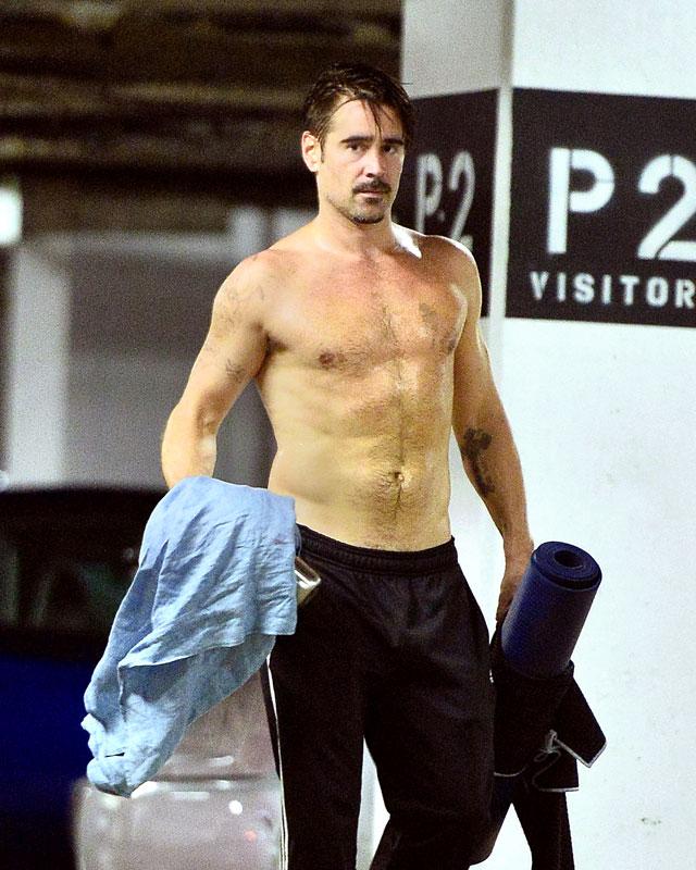 Colin Farrell Shirtless Yoga