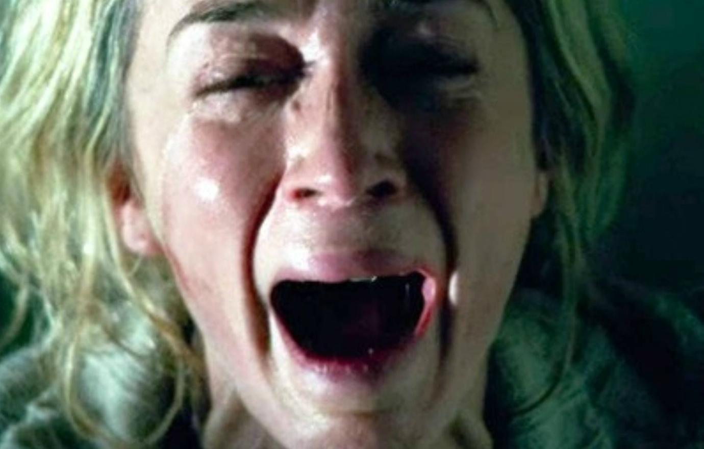 Emily Blunt let out a scream as she gave birth in a horrific scene from the John Krasinski-directed film A Quiet Place.