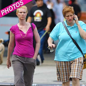 Redheads In The City! Cynthia Nixon & Wife Take A Bite Out Of The Big Apple