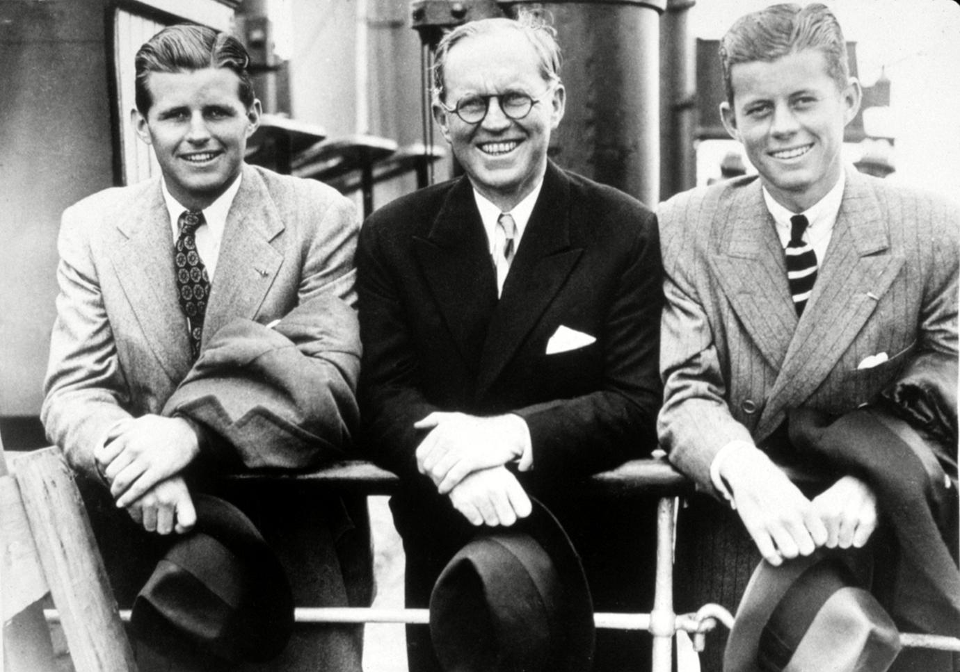 (L-R) Joe Kennedy Jr., Joseph Kennedy, John F. Kennedy