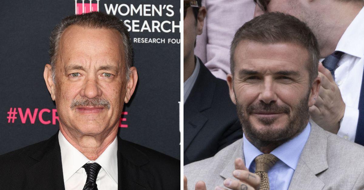 Split photo of Tom Hanks, David Beckham