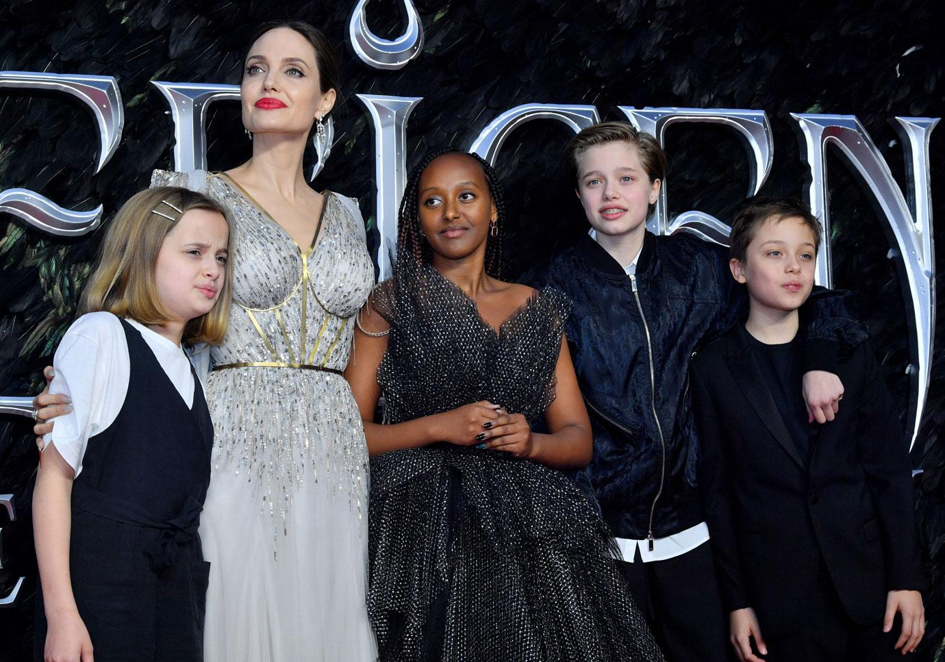 Angelina Jolie Brings Her Brood To Maleficent Premiere In London