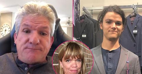 (L-R) Matt Roloff wearing a gray shirt; Amy Roloff in a red shirt; Jacob Roloff in a gray suit.